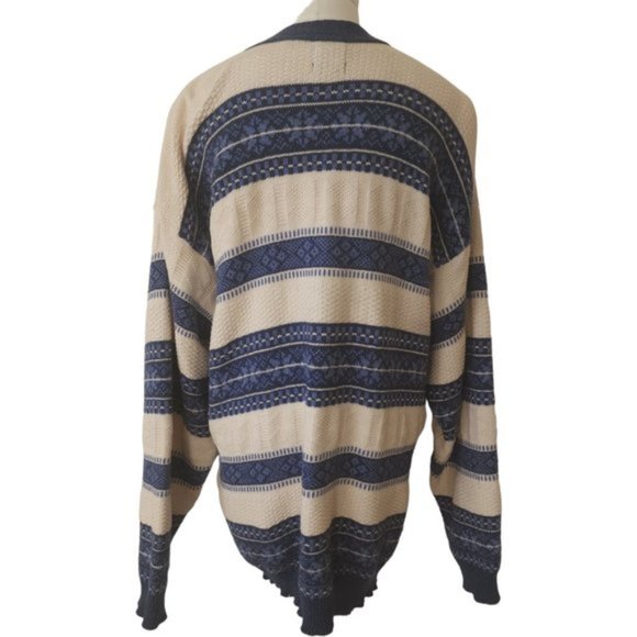 Vintage TT&Co blue and cream oversized chunky cardigan - Picture 3 of 12